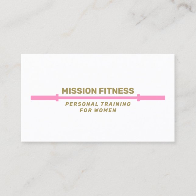 Tarjeta De Visita Pink Barbell Fitness Personal Training Business B (Anverso)
