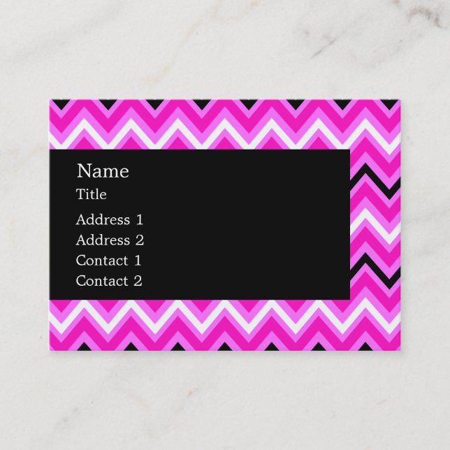 Tarjeta De Visita Pink, Black and White Zigzag (Anverso)