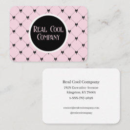 Tarjeta De Visita Pink & Black Bow Monogram