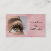 Pink Black Script Photo Lashes Business Card