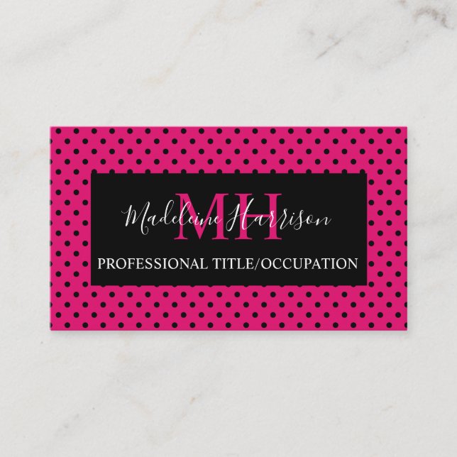 Tarjeta De Visita Pink & Black Trendy (Anverso)