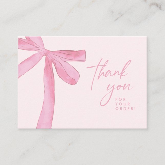 Tarjeta De Visita Pink bow Custom business Handlettering (Anverso)