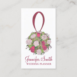 Tarjeta De Visita Pink Bridal Flower Bouquet Florist Wedner Planner