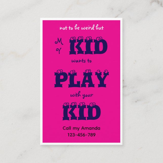 Tarjeta De Visita Pink Business Kid's Playdate Card (Anverso)