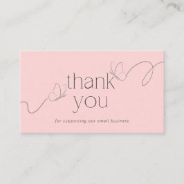 Tarjeta De Visita Pink Butterfly Thank You Card Small Business