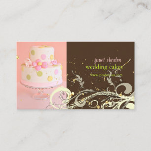 TARJETA DE VISITA PINK+CHOCOLATE/CAKE/SWIRS BODA