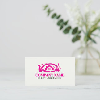Tarjeta De Visita Pink Cleaning Service House Professional Cleaning