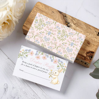 Tarjeta De Visita Pink Delicate Vintage Floral Diaper Raffle Insert