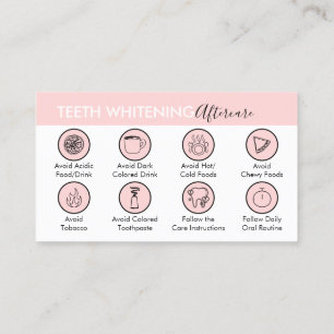 Tarjeta De Visita Pink Dentist Teeth Whitening Aftercare