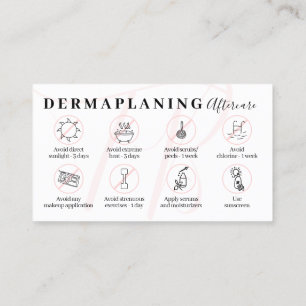 Tarjeta De Visita Pink Dermaplaning Aftercare Post Instructions