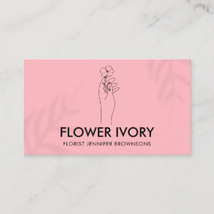Tarjeta De Visita Pink Elegant Simple Mano Limpia Sujeta Flor