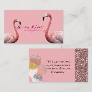 Tarjeta De Visita Pink Flamingo Balloons Planificación de Eventos Mo