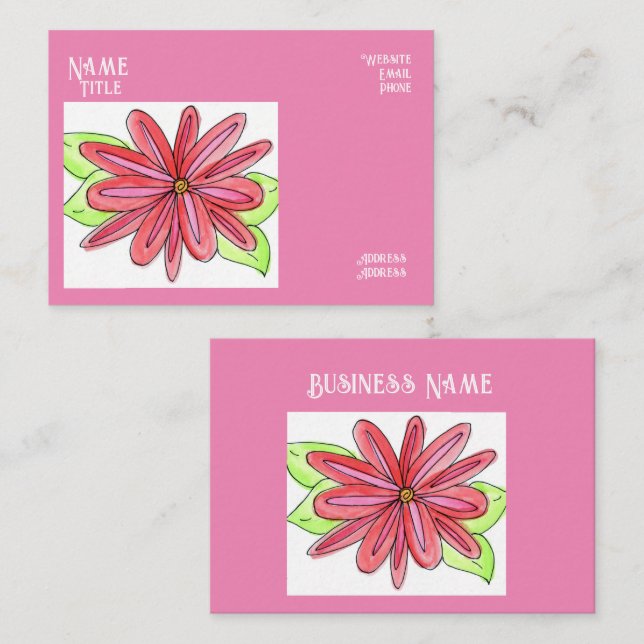 Tarjeta De Visita Pink Flower Business Cards (Anverso / Reverso)