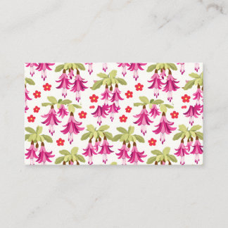 Tarjeta De Visita Pink Fuchsia Floral Pattern – Retro Botanical