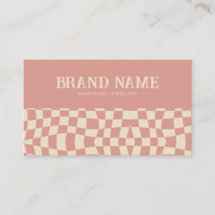 Tarjeta De Visita Pink Groovy Checkerboard Retro Bold Fun