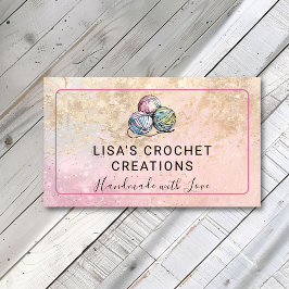 Tarjeta De Visita Pink Handmade with Love Crochet Yarn Balls Small