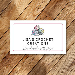 Tarjeta De Visita Pink Handmade with Love Crochet Yarn Balls Small
