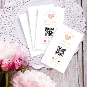 Tarjeta De Visita Pink Heart Love & Thanks Supporting Small Business