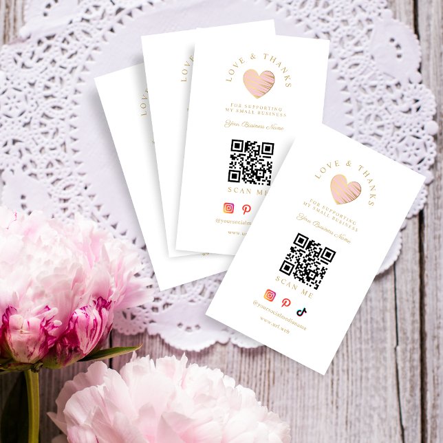 Tarjeta De Visita Pink Heart Love & Thanks Supporting Small Business (Subido por el creador)