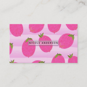 Tarjeta De Visita Pink Lemons Lemonade Summer Fruit Fun Bright