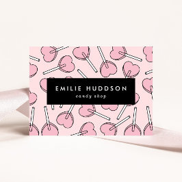 Tarjeta De Visita Pink Lollipops, Heart Lollipops, Lolly, Candy Shop