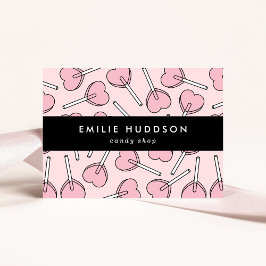 Tarjeta De Visita Pink Lollipops, Heart Lollipops, Lolly, Candy Shop