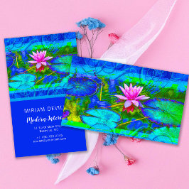 Tarjeta De Visita Pink Lotus Blue Namaste Boutique o Yoga