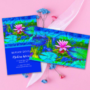Tarjeta De Visita Pink Lotus Blue Namaste Boutique o Yoga