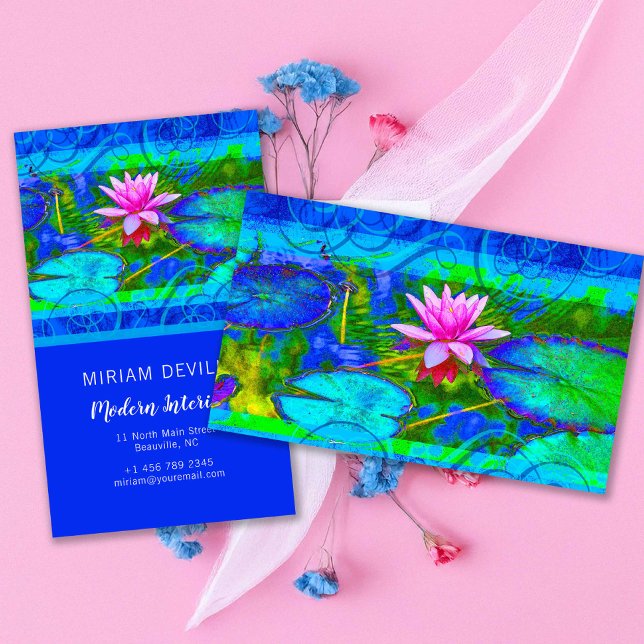 Tarjeta De Visita Pink Lotus Blue Namaste Boutique o Yoga (Subido por el creador)