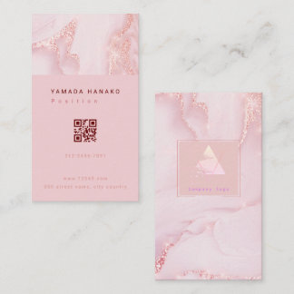 Tarjeta De Visita Pink marble QR business card