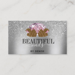 Tarjeta De Visita PINK morado salón de uñas mujer técnica de uñas ma