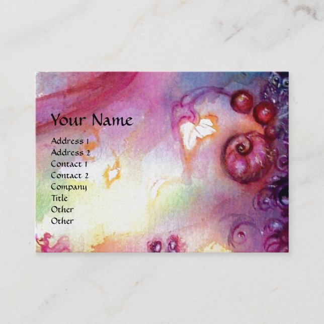 Tarjeta De Visita PINK MUSICAL CLOWN Watercolor (Anverso)