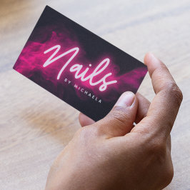 Tarjeta De Visita Pink Neon & Smoke Nail Salon/Technician