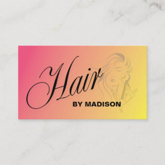 Tarjeta De Visita Pink Orange Hair Stylist QR Code  Business Card