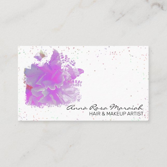 Tarjeta De Visita *~* Pink Peony Original Pintura Mariposa AR3 (Anverso)