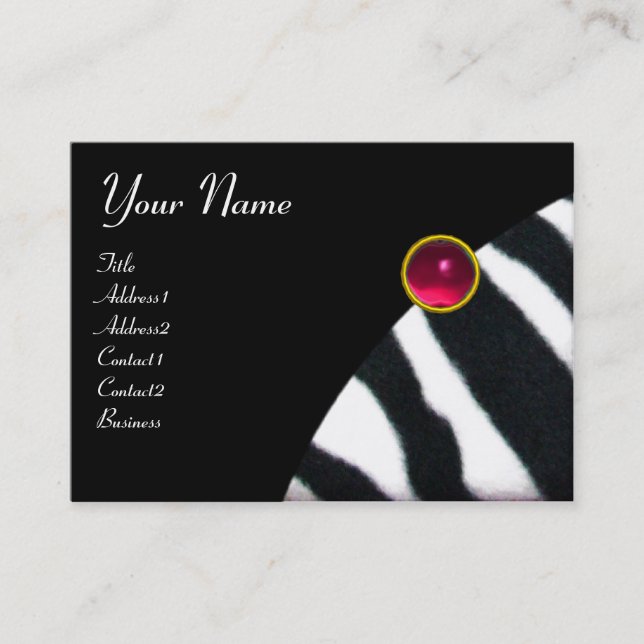 Tarjeta De Visita PINK,PURPLE BLANCO NEGRO ZEBRA FUR MONOGRAM fuchsi (Anverso)