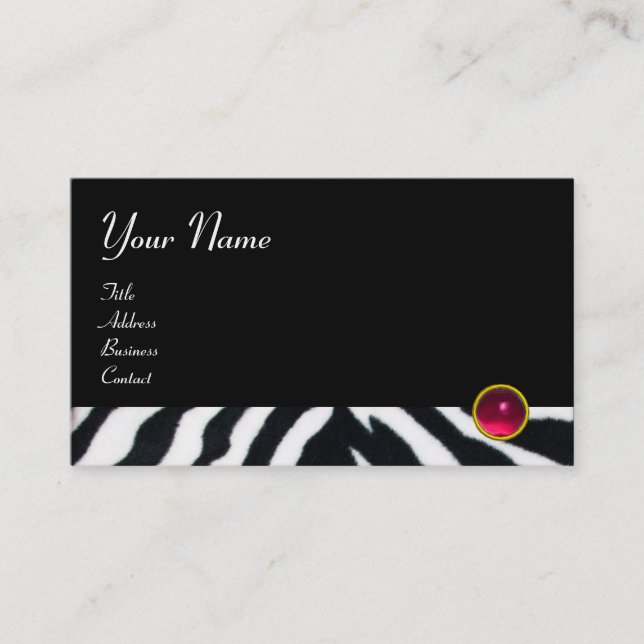 Tarjeta De Visita PINK,PURPLE BLANCO NEGRO ZEBRA FUR MONOGRAM fuchsi (Anverso)