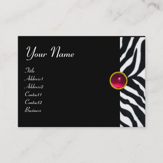 Tarjeta De Visita PINK,PURPLE BLANCO NEGRO ZEBRA FUR MONOGRAM fuchsi (Anverso)