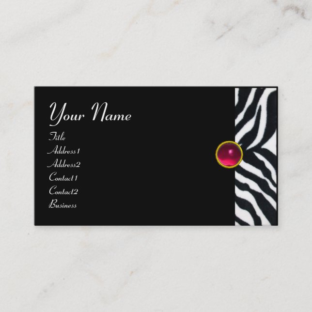 Tarjeta De Visita PINK,PURPLE BLANCO NEGRO ZEBRA FUR MONOGRAM fuchsi (Anverso)