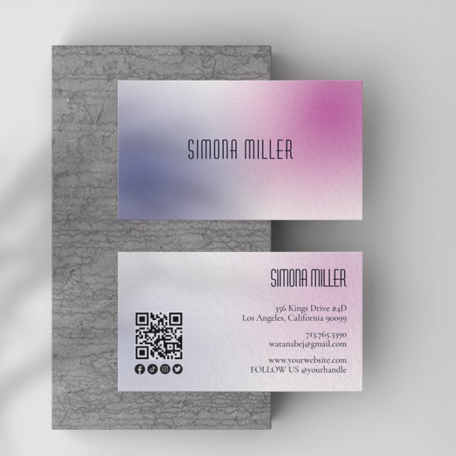Tarjeta De Visita Pink Purple White Minimalist Aesthetic Gradient (Subido por el creador)