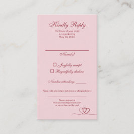 Tarjeta De Visita Pink Red Modern Mix and Match Wedding RSVP Card