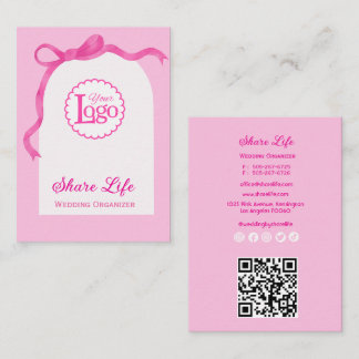 Tarjeta De Visita Pink Ribbon Gate Wedding Organizer Business Card