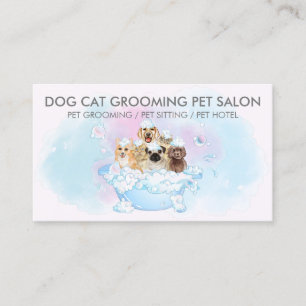Tarjeta De Visita Pink Rubor Blue Dogs gatos Mascota Groomer