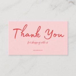Tarjeta De Visita Pink Script Thank You Card Made With Love Business