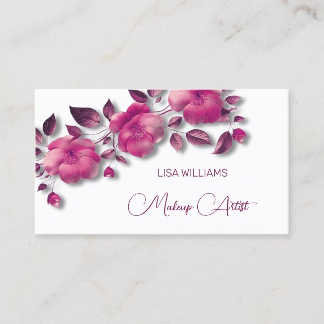Tarjeta De Visita Pink Shiny Metallic Flower  (Anverso)