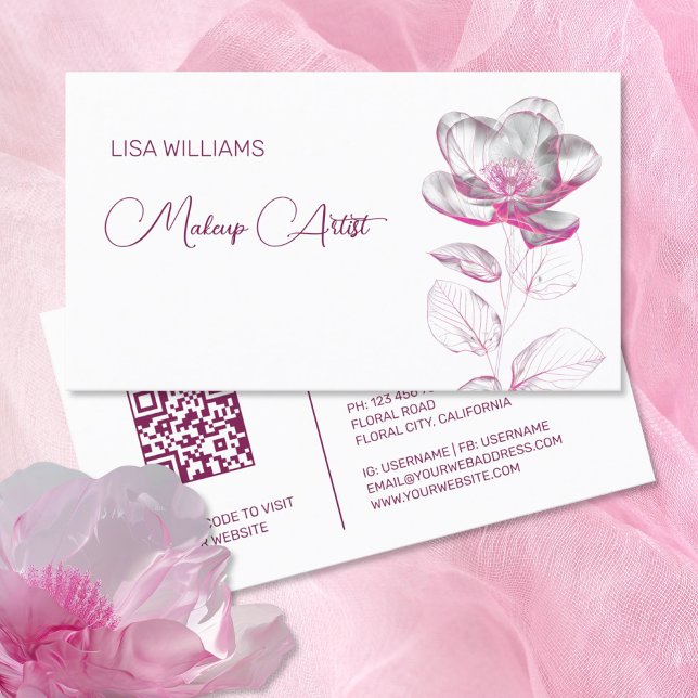 Tarjeta De Visita Pink Shiny Metallic Flower  (Subido por el creador)