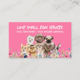 Tarjeta De Visita Pink Small Dogs grooming mascota de tienda