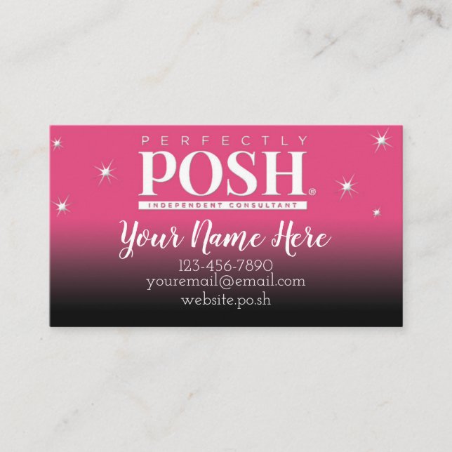 Tarjeta De Visita Pink Sparkly Perfectamente Poh (Anverso)