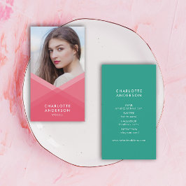 Tarjeta De Visita Pink & Teal Layered Geometric Social Media Photo