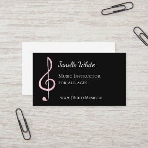 Tarjeta De Visita Pink Treble Clef Music Cards